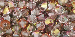 M.C. Beads 4 x 4mm - Bicone : Luster - Pink/Crystal