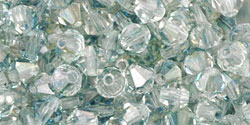 M.C. Beads 4 x 4mm - Bicone : Luster - Blue/Crystal