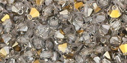 M.C. Beads 4/4mm - Bicone : Hematite Luster - Crystal 1/2