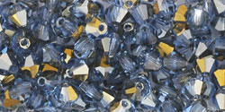 M.C. Beads 4 x 4mm - Bicone : Hematite Luster - Sapphire 1/2