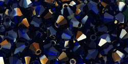 M.C. Beads 4/4mm - Bicone : Hematite Luster - Colbalt 1/2