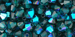M.C. Beads 4 x 4mm - Bicone : Emerald AB