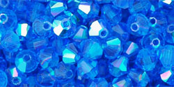M.C. Beads 4 x 4mm - Bicone : Capri Blue AB
