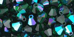M.C. Beads 5 x 5mm - Bicone : Green Emerald AB