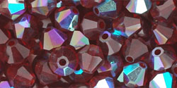 M.C. Beads 5 x 5mm - Bicone : Ruby AB