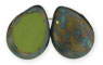 Polished Drops 16 x 12mm : Opaque Olive - Picasso