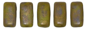 CzechMates Bricks 6 x 3mm : Opaque Olive - Copper Picasso