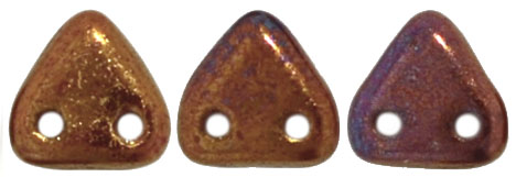 CzechMates Triangle 6mm : Bronze Luster Iris - Opaque Red