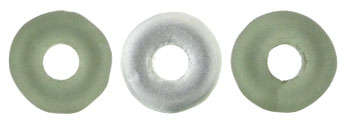O-Bead 4 x 1mm : Matte - Peridot - Silver 1/2