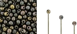 Finial Half-Drilled Round Bead 2mm : Matte - Metallic Leather