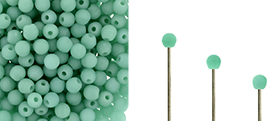 Finial Half-Drilled Round Bead 2mm Tube 2.5" : Matte - Turquoise