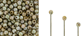 Finial Half-Drilled Round Bead 2mm : Ultra Luster - Opaque Green