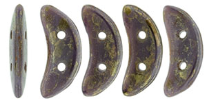 CzechMates Crescent 10 x 3mm : Opaque Purple - Bronze Picasso