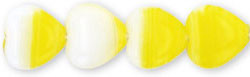 Heart Beads 10/10mm : HurriCane Glass - Opaque Lemon/White