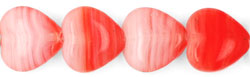 Heart Beads 10/10mm : HurriCane Glass - Whipped Salmon