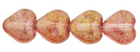 Heart Beads 6 x 6mm : Luster - Transparent Topaz/Pink