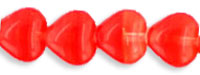 Heart Beads 6 x 6mm : HurriCane Glass - Red Hots