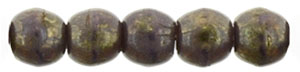 Round Beads 2mm : Opaque Purple - Bronze Picasso