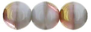Round Beads 8mm : Pink Luster 1/2 Coat - Coral Gray
