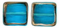 Stained Glass Squares 14 x 13mm: Aquamarine