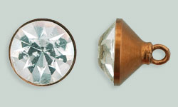 Rhinestone Button - Cone 12mm : Antique Copper - Crystal