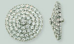 Rhinestone Button - Round 24mm : Gun Metal - Crystal