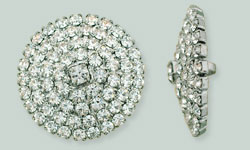 Rhinestone Button - Round 24mm : Gun Metal - Crystal