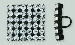 Rhinestone Button - Square 15mm : Black - Crystal