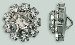 Rhinestone Button - Flower Round 11mm : Gun Metal - Crystal