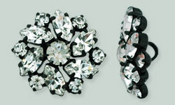 Rhinestone Button - Poinsettia 20mm : Black - Crystal