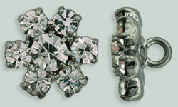 Rhinestone Button - Flower Round 12mm : Gun Metal - Crystal