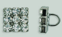 Rhinestone Button - Square 10mm : Gun Metal - Crystal