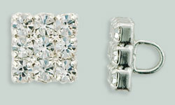 Rhinestone Button - Square 10mm : Silver - Crystal