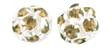 Rhinestone Balls 6mm : Silver - Smoky Topaz