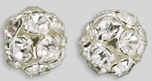 Rhinestone Balls 8mm : Silver - Crystal