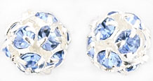 Rhinestone Balls 8mm : Silver - Lt Sapphire
