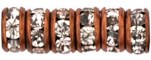 Rhinestone Rondelles 4.5mm : Antique Copper - Crystal