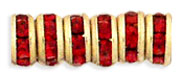 Rhinestone Rondelles 4.5mm : Gold - Siam Ruby