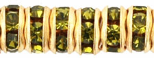 Rhinestone Rondelles 5mm : Gold - Olivine