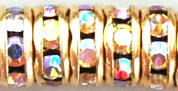 Rhinestone Rondelles 6mm : Gold - Crystal AB