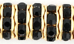 Rhinestone Rondelles 8mm : Gold - Jet