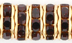 Rhinestone Rondelles 8mm : Gold - Garnet