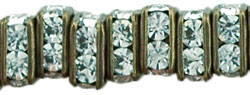 Rhinestone Squaredelles 4.5mm : Antique Brass - Crystal
