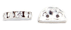 Rhinestone Halfmoons 13 x 6mm : Silver - Crystal