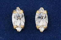 Rhinestone Navettes 10 x 5mm : Gold - Crystal
