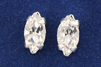Rhinestone Navettes 10 x 5mm : Silver - Crystal