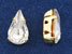 Rhinestone Pears 10 x 6mm : Gold - Crystal