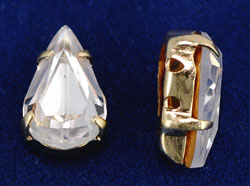 Rhinestone Pears 13 x 7.8mm : Gold - Crystal