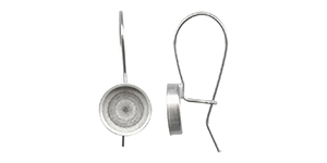 Starman Sterling Silver :  Kidney Ear Wire, Round Bezel, 10mm