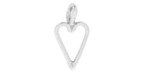 Starman Sterling Silver Essentials : Small Heart Frame Charm Dangle 2 x 7.5mm